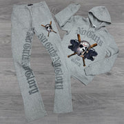 Personalized street mask letter hoodie trousers two-piece set