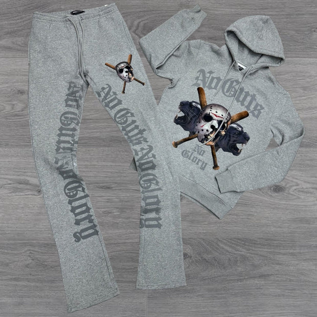 Personalized street mask letter hoodie trousers two-piece set