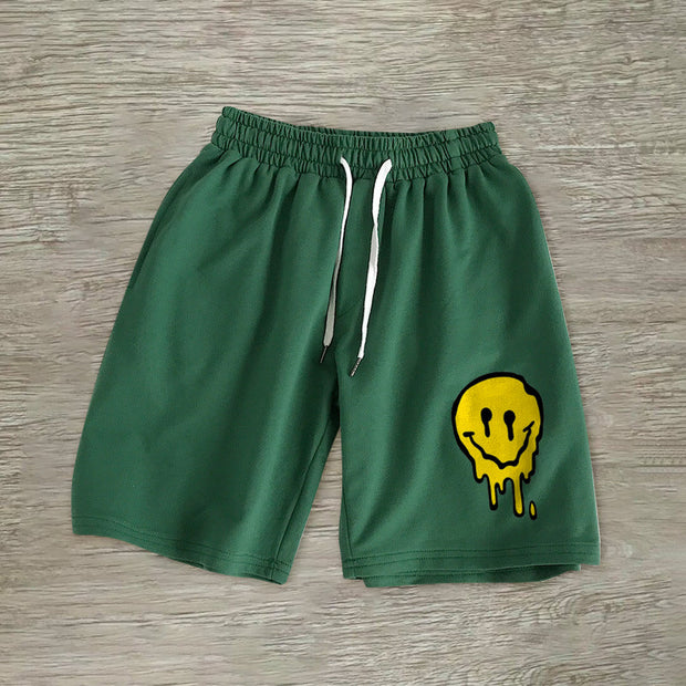 Personalized casual smiley print shorts