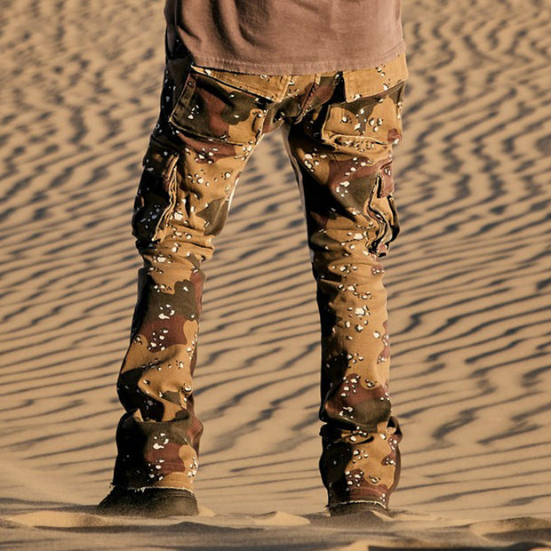 Casual street patchwork pocket denim