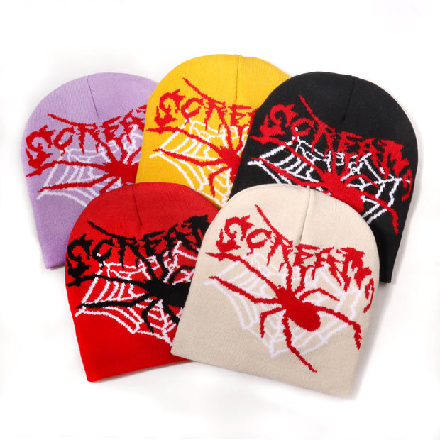 Love spider web jacquard knitted hat