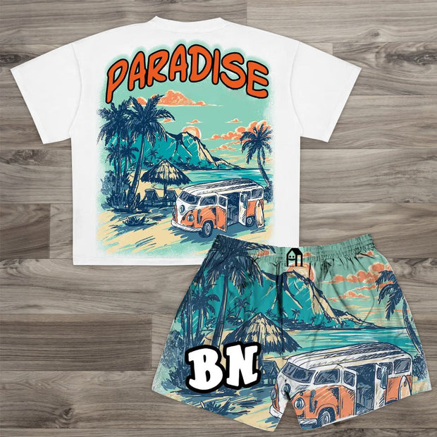 Vacation Paradise Casual Hawaiian Two-Piece Set