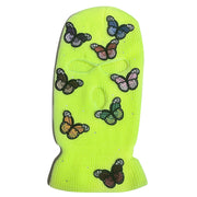 Three-dimensional bow tie rhinestone thermal knitted hat ski mask