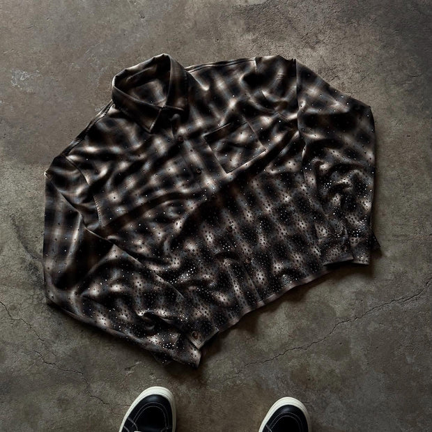 Starry sky casual screenshot vintage plaid flannel shirt