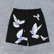 Artistic print track shorts