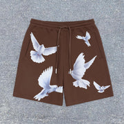 Artistic print track shorts