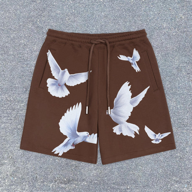 Artistic print track shorts