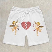 Angel Vintage Print Casual Street Shorts