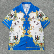 Palace style print tide brand short-sleeved shirt and shorts suit