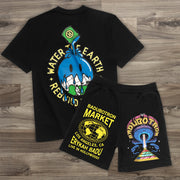 Trendy Hip Hop Fashion Loose Short Sleeve Suit