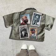 Casual Vintage Lapel Zip-Up Shirt