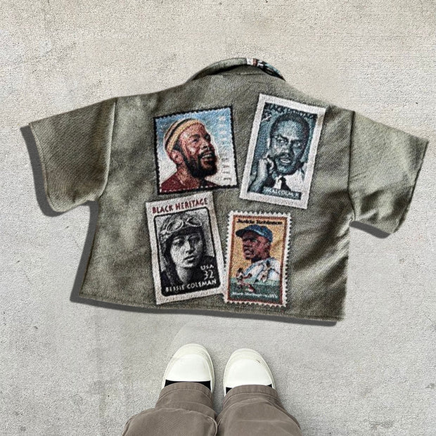 Casual Vintage Lapel Zip-Up Shirt