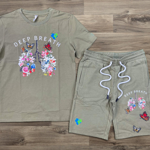 Butterfly Graphic Print Short Sleeve Two Piece