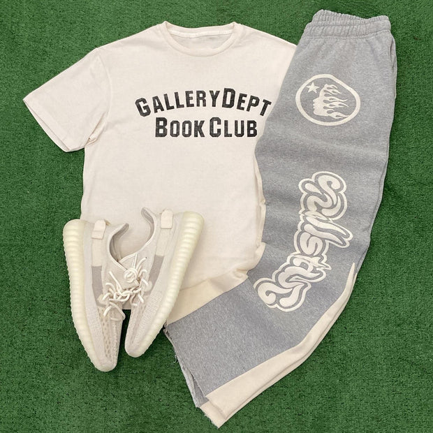 Lettering Print T-shirt Sweatpants Two Piece Set
