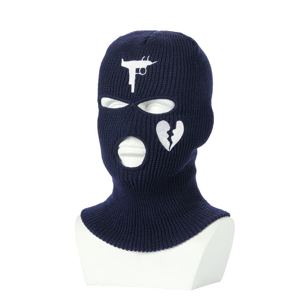 Knitted Ski Hat Outdoor Cycling Three Hole Mask Balaclava Head Cover