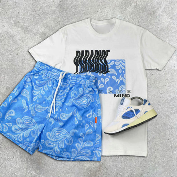Paisley Print Short Sleeve Two Piece