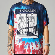 Street skull abstract tie-dye loose T-shirt
