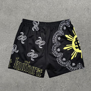 Letters Mix Print Mesh Shorts