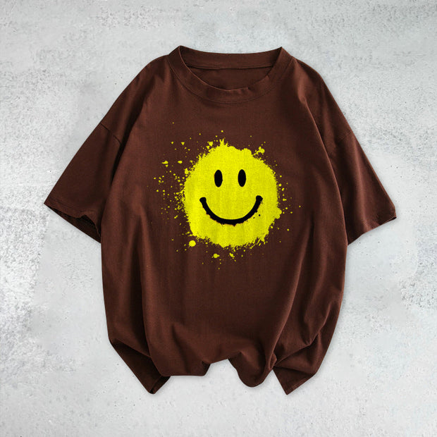 Smile print fashion trend short-sleeved T-shirt