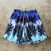 Casual vacation style coconut tree print men's shorts