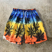 Casual vacation style coconut tree print men's shorts