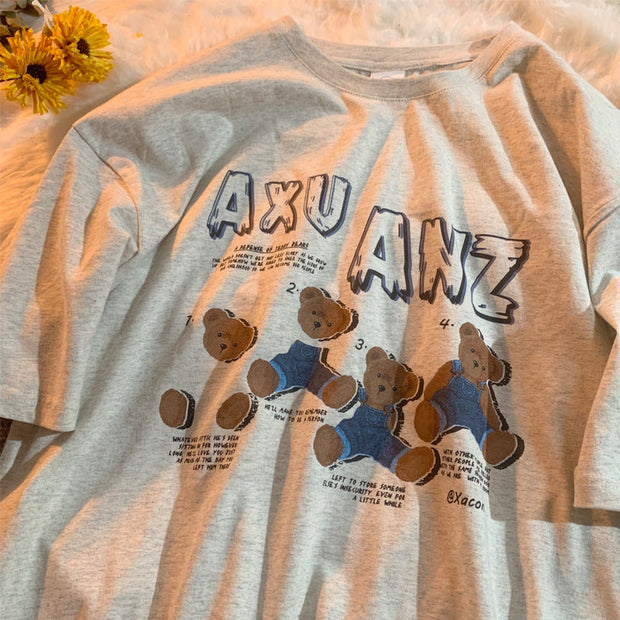 American retro cute bear T-shirt