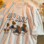 American retro cute bear T-shirt