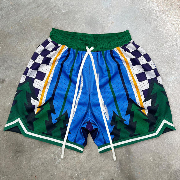 Tide brand retro mesh zipper shorts