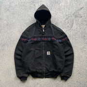 Vintage Solid Lined Aztec Hooded Jacket