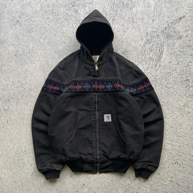 Vintage Solid Lined Aztec Hooded Jacket