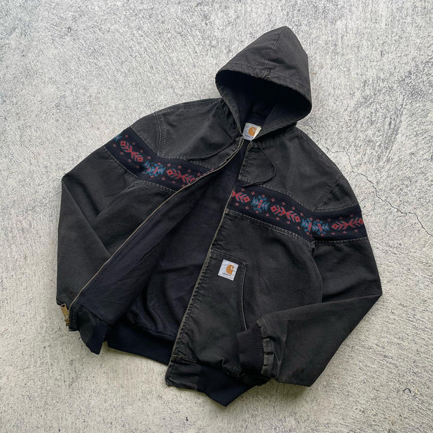 Vintage Solid Lined Aztec Hooded Jacket
