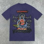 Vintage Print Fashion Street Short Sleeve T-Shirt