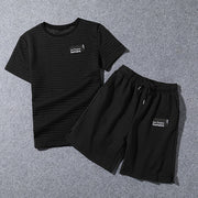 Men's sports suit fashion trend short-sleeved t-shirt shorts two-piece handsome