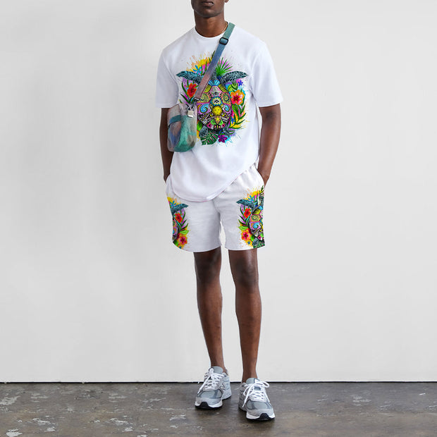 Street Fashion Turtle Print Short Sleeve Two Piece