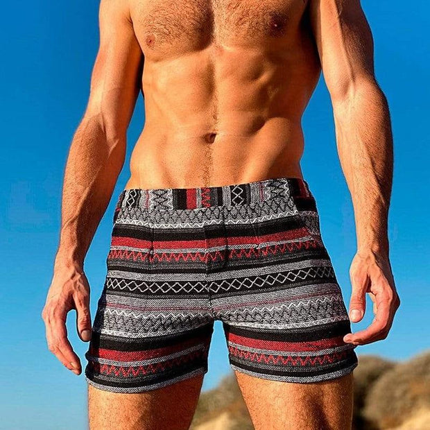 Vintage diamond colorblock resort shorts