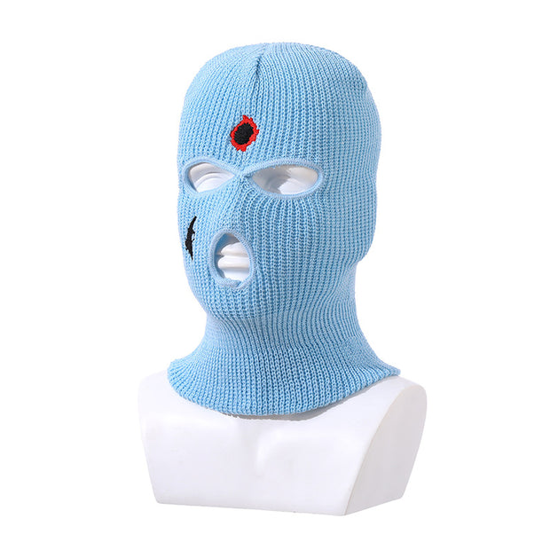 Balaclava three-hole hat outdoor riding headgear knitted warm ski mask