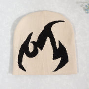 Knitted pullover flame pattern Y2K jacquard men's and women's hat