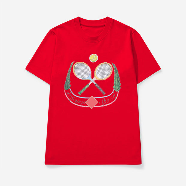 Badminton Print Cotton Short Sleeve T-Shirt