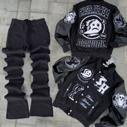Casual personalized printed retro baseball team jacket and pants two-piece set