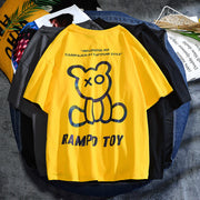 Reflective bear non-hooded t-shirt loose short sleeves