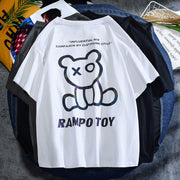 Reflective bear non-hooded t-shirt loose short sleeves