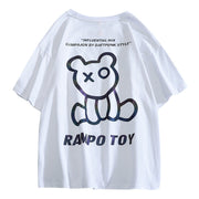 Reflective bear non-hooded t-shirt loose short sleeves