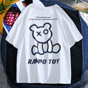 Reflective bear non-hooded t-shirt loose short sleeves