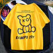 Reflective bear non-hooded t-shirt loose short sleeves