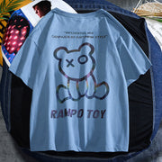 Reflective bear non-hooded t-shirt loose short sleeves