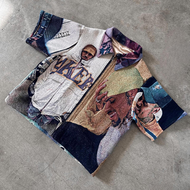 Hip Hop Street Rap Tapestry Zip-Up Jacket