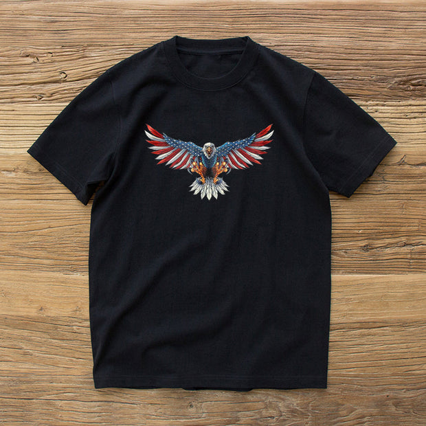 Fashion flying carving print short-sleeved T-shirt