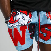 Goat Print Casual Street Mesh Patch Shorts