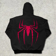 Street Spider Embroidery Zipper Lined Jacket