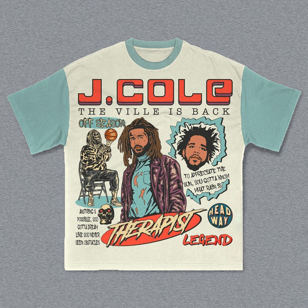 Contrast Color Print Short Sleeve T-shirt